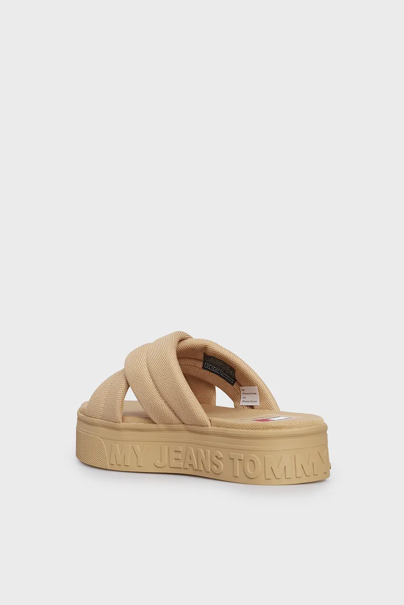 Женские бежевые слайдеры TJW LETTERING FLATFORM SANDAL 5