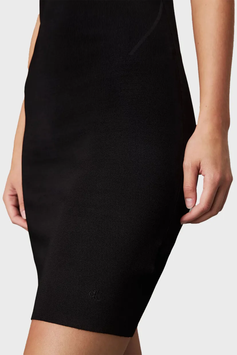 Женское черное платье RAYON SWEATER DRESS 4