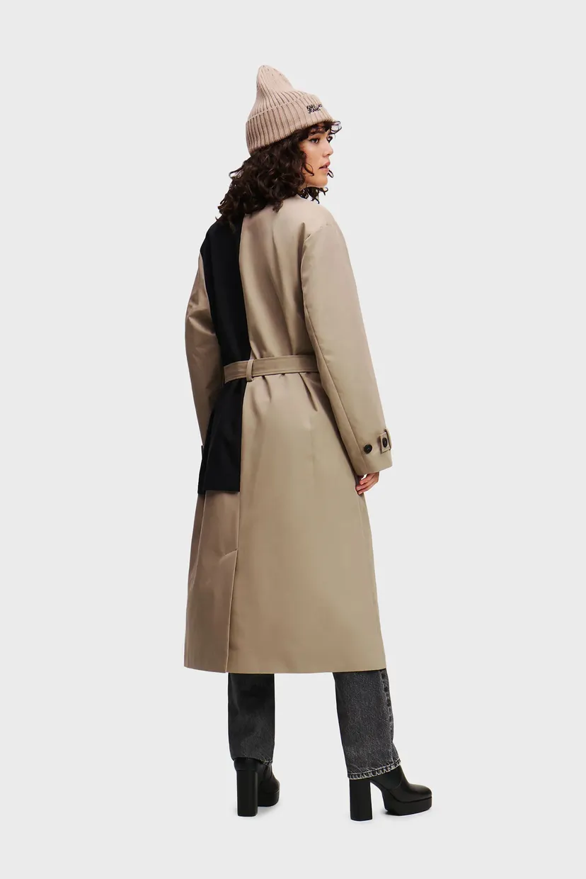 Жіночий коричневий тренч KLJ MIXED MATERIAL TRENCH 3