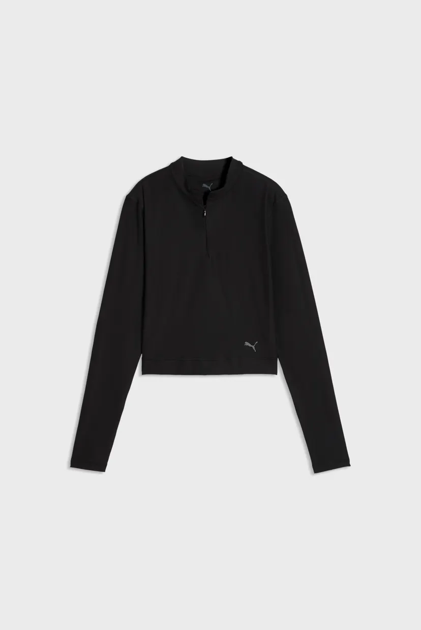 Женский черный лонгслив CLOUDSPUN Quarter-Zip Long Sleeve Top Women 4