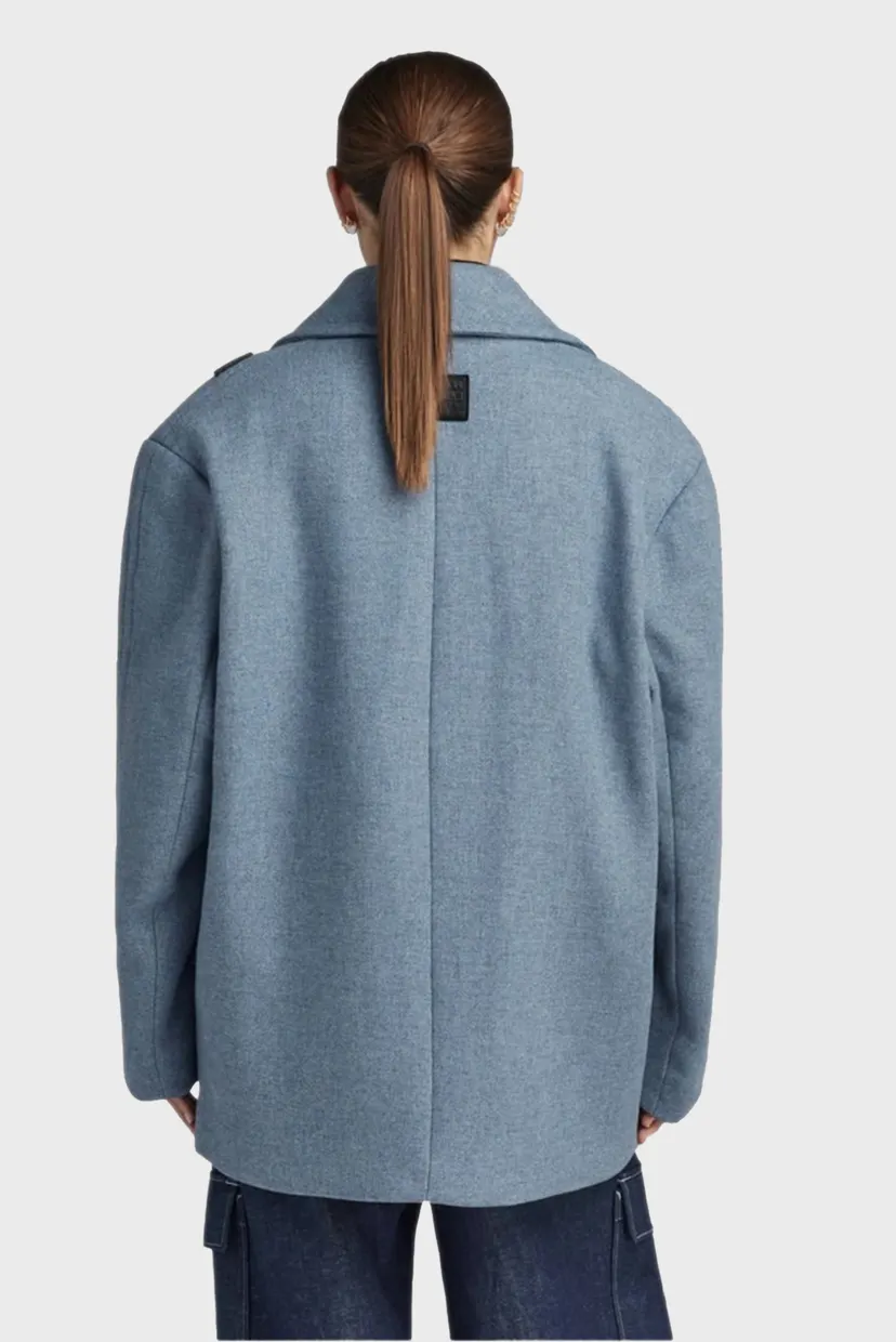 Жіноче синє вовняне пальто Heavy wool Oversized Blazer 4