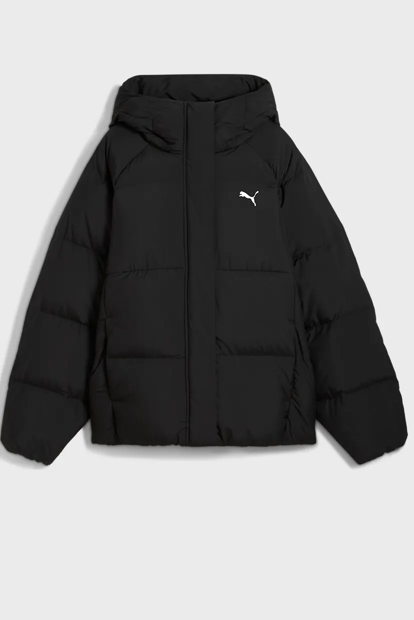 Женский черный пуховик Hooded Down Puffer Jacket Women 4