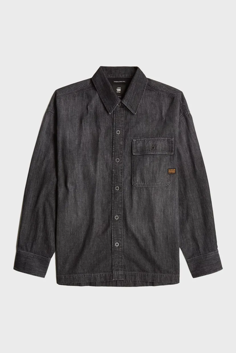 Чоловіча темно-сіра джинсова сорочка Boxy fit flap pocket shirt 5