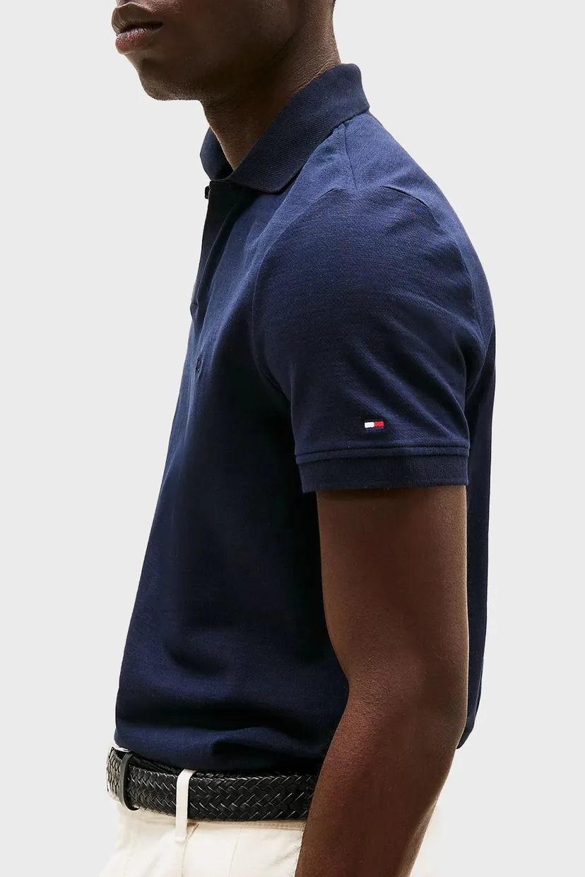 Чоловіче темно-синє поло COTTON LINEN TERRY 4
