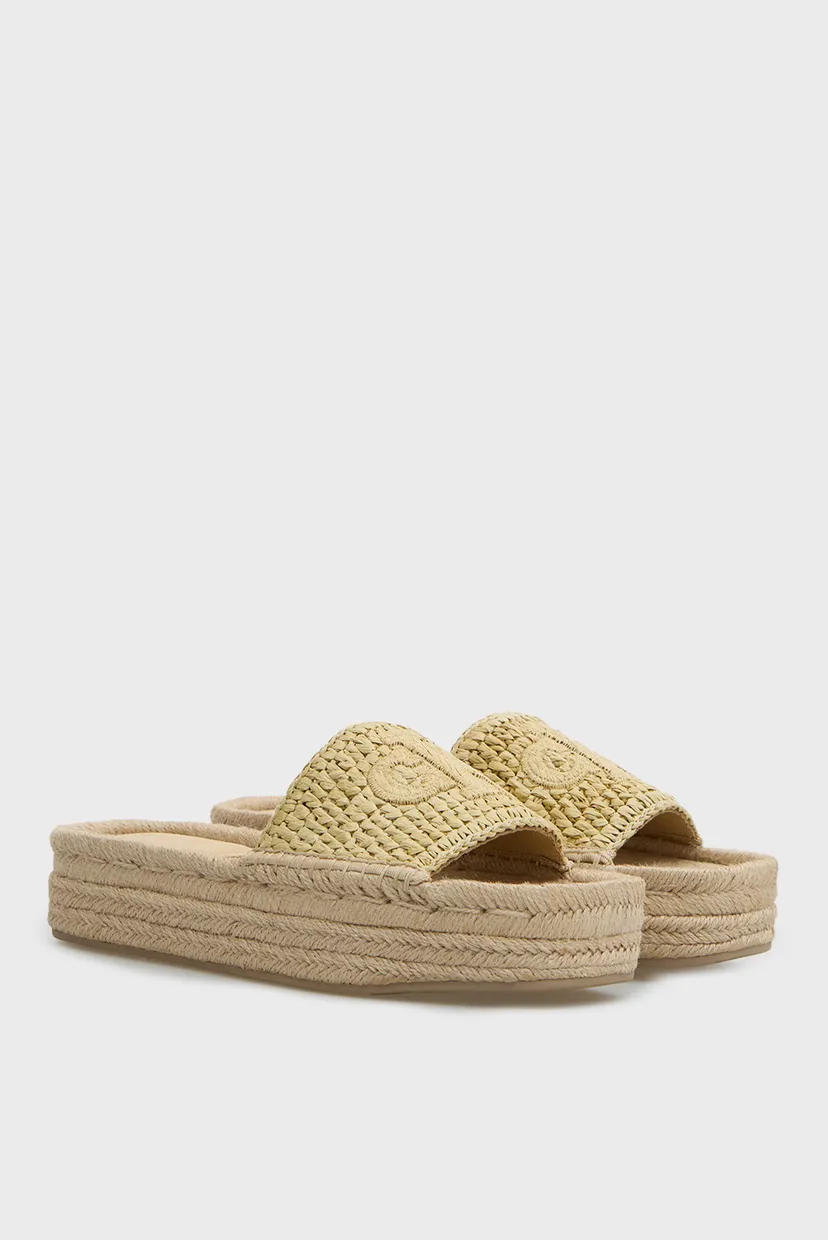 Женские бежевые слайдеры FLATF ESPADRILLE RAFFIA 3