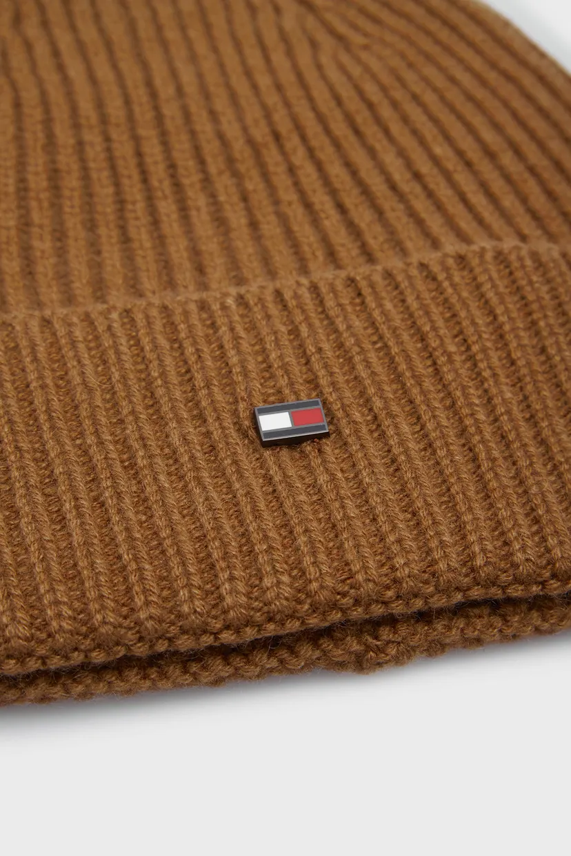 Чоловіча коричнева кашемірова шапка TH CASHMERE PLAQUE BEANIE 4