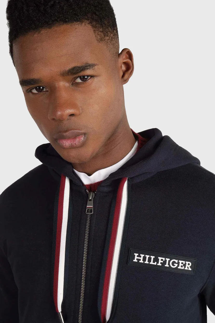 Чоловіче темно-синє худі GLOBAL STRIPE HOODED ZIP THRU 4
