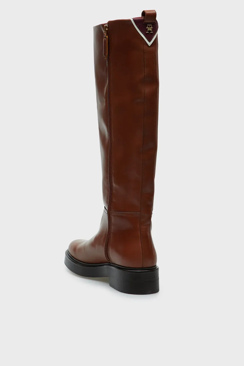 Жіночі коричневі шкіряні чоботи COOL ELEVATED LONGBOOT 4