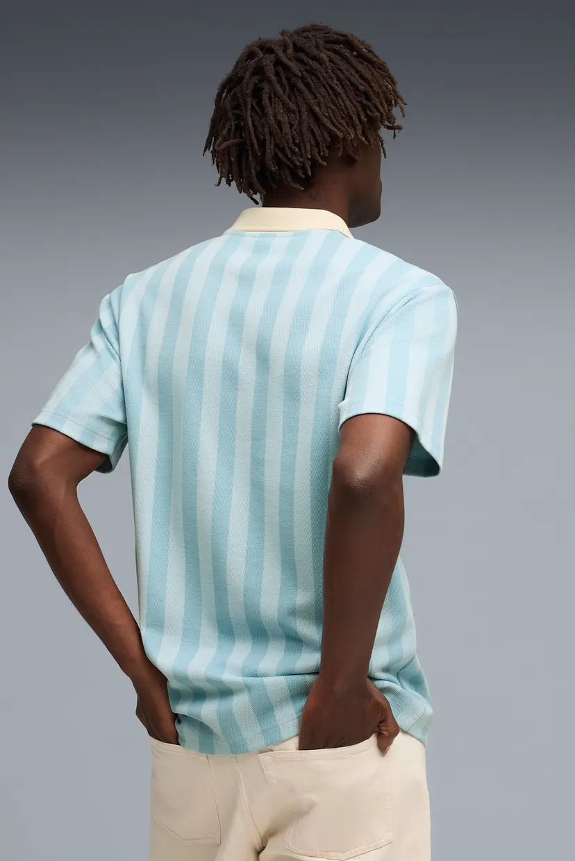 Мужское голубое поло в полоску PUMA Class Relaxed Pinnacle Polo Men 3