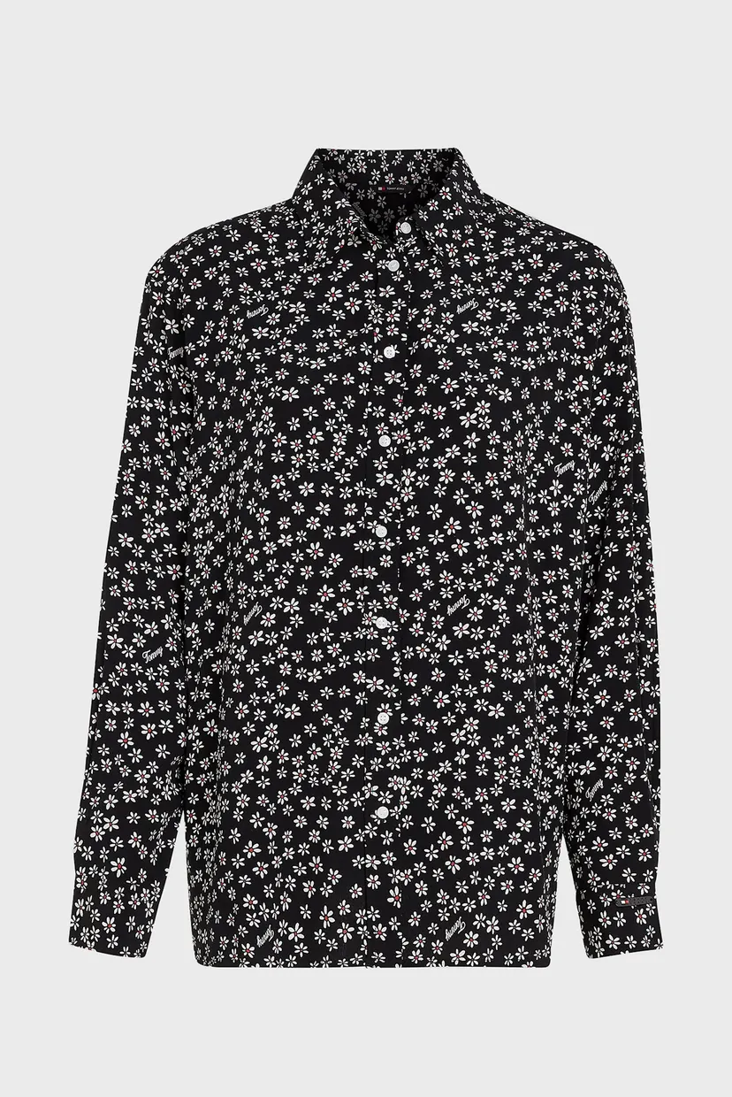 Женская черная блуза с узором TJW DITSY BUTTON THRU 5