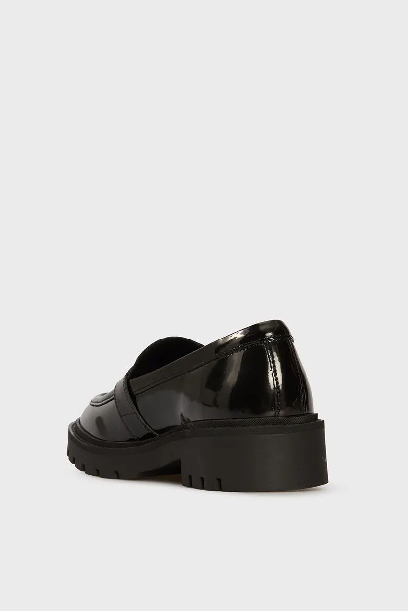 Женские черные кожаные лоферы FLATFORM SHOE DRIVER HDW 5