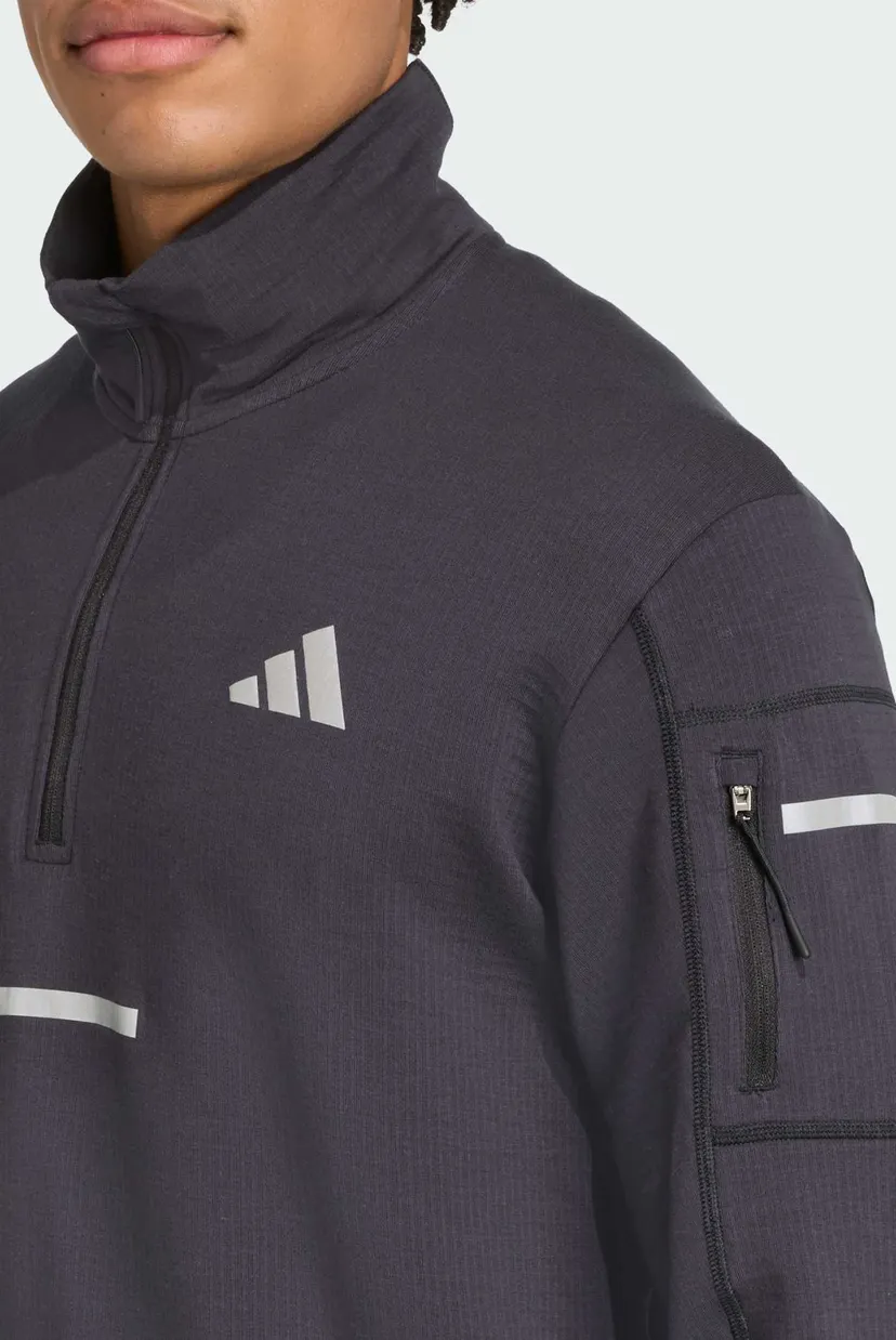 Чоловіча чорна спортивна кофта Adi365 Running CLIMAWARM+ Half-Zip 4
