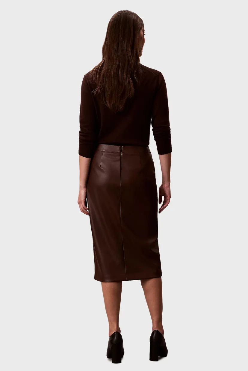 Жіноча коричнева спідниця Faux Leather Midi Skirt 3