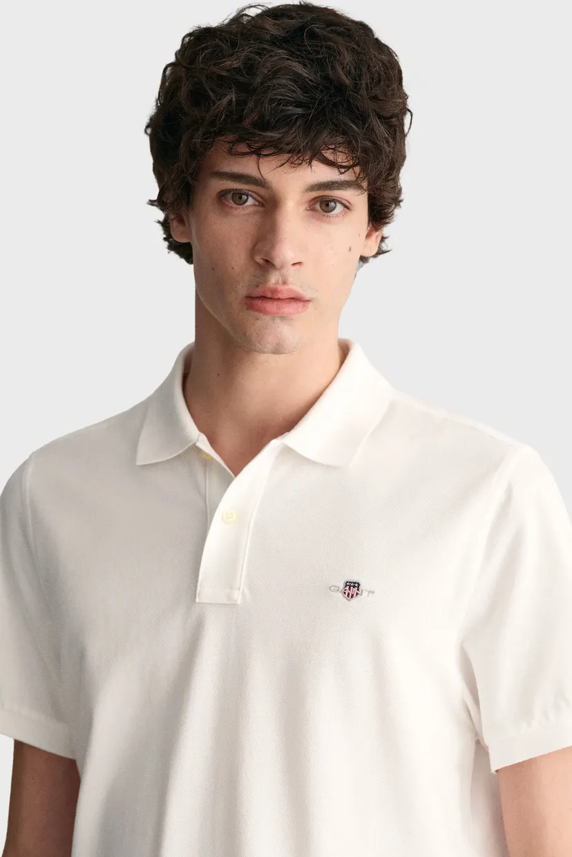 Чоловіче біле поло REG SHIELD SS PIQUE POLO 4