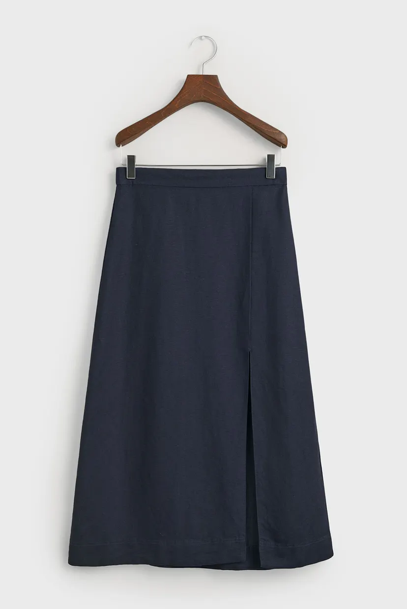 Женская темно-синяя льняная юбка REL MIDI LINEN BLEND 5