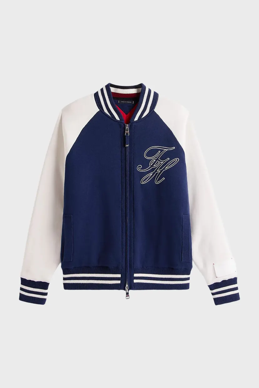 Чоловічий синій бомбер T1 KNITTED VARSITY 6