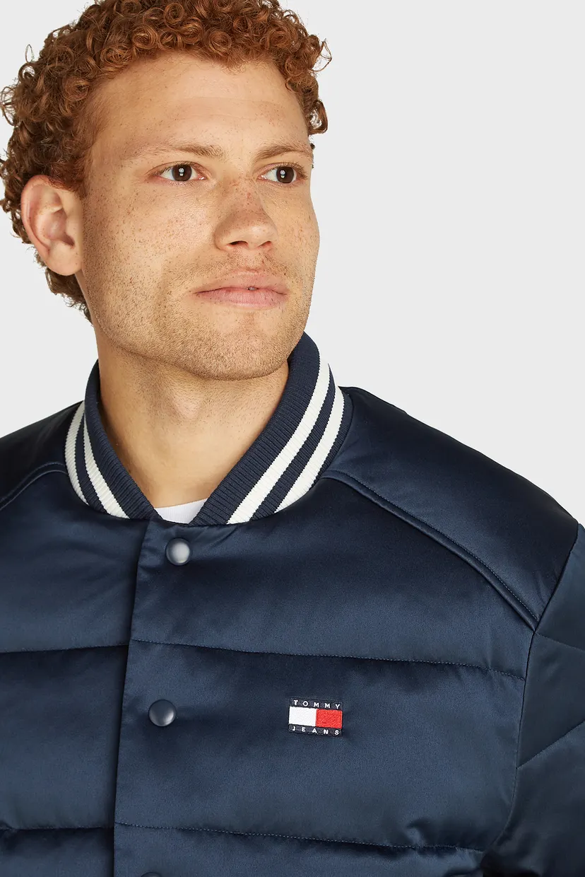 Мужской темно-синий бомбер TJM SATIN PUFFER WITH APPLIQUE 3