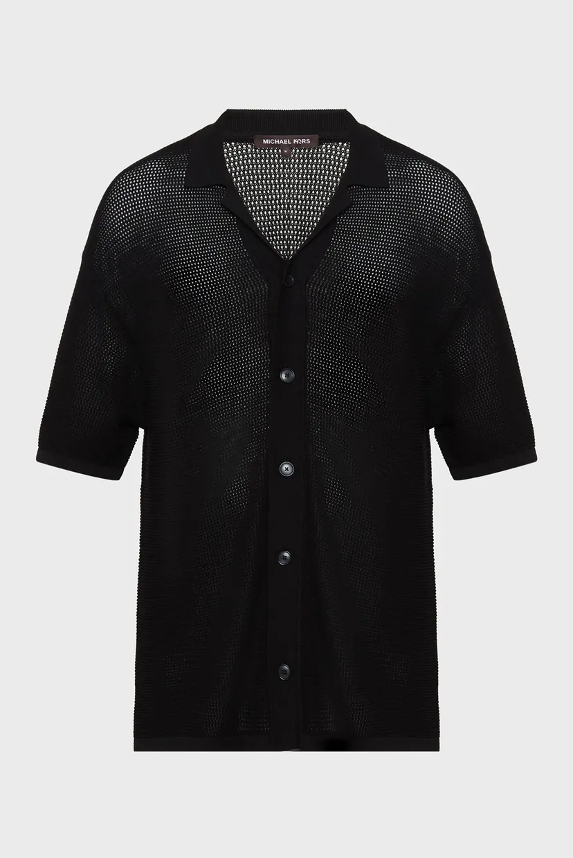 Мужская черная рубашка CAMP COLLAR MESH SHIRT 4