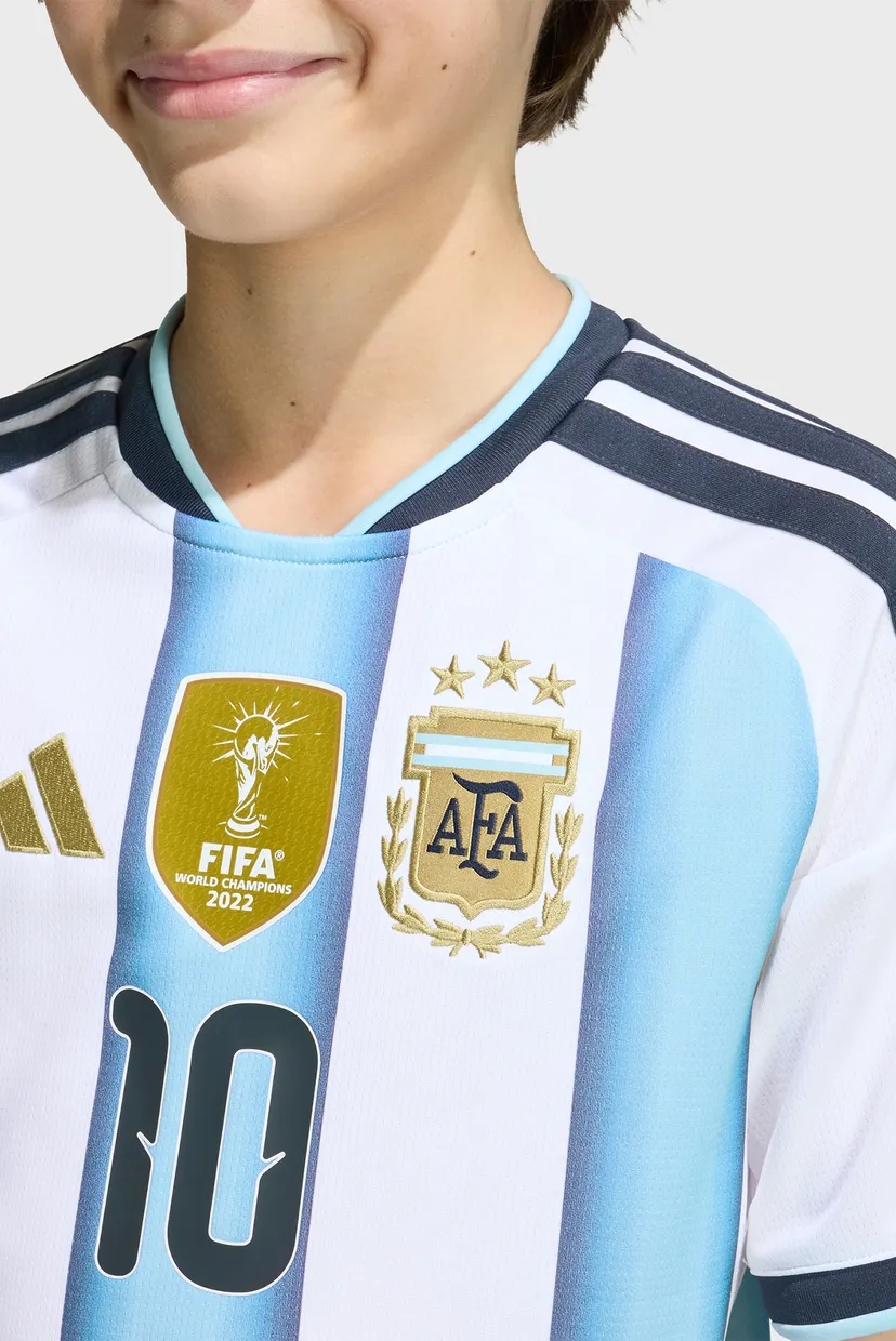 Детская белая футболка  в полоску Argentina 26 Home Replica Messi Kids 6