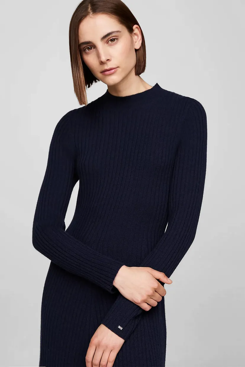 Женское темно-синее шерстяное платье WOOL CASH COLOURBLOCK SWT DRESS 3