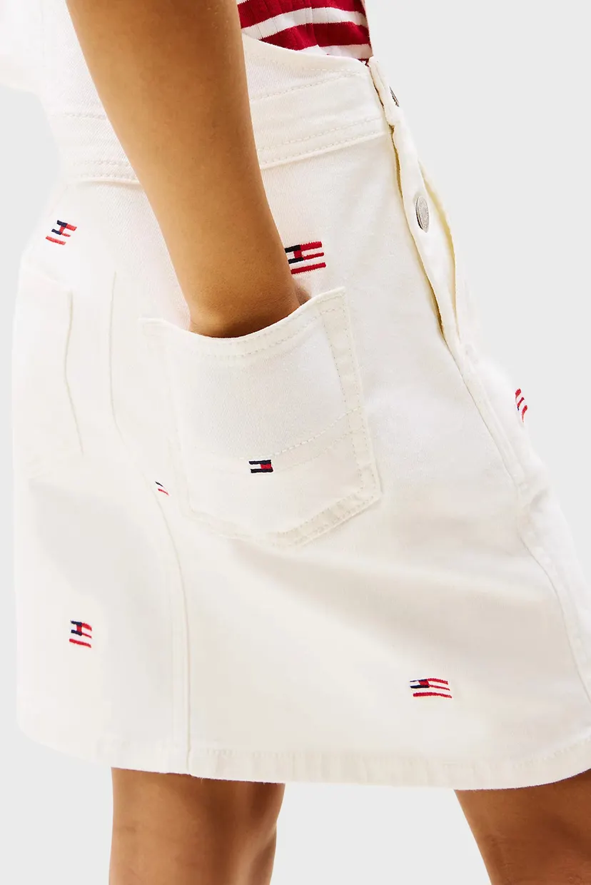 Детский белый джинсовый сарафан с узором DUNGAREE 4