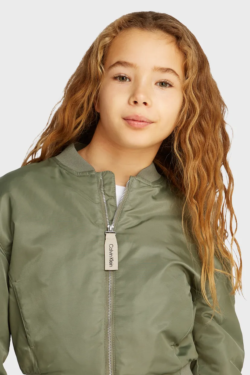 Дитячий зелений бомбер SATIN HERO BOMBER 3