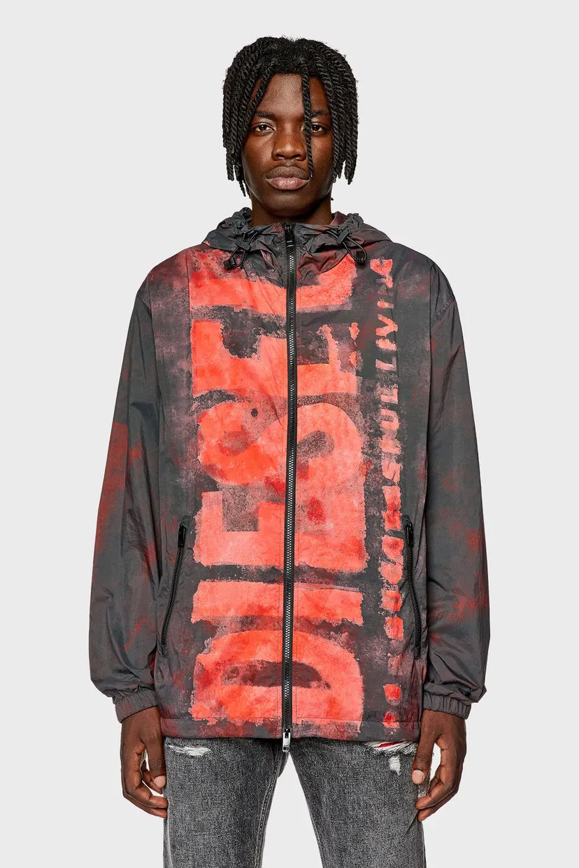 Чоловіча чорна вітровка J-WARRETT-LOGO-LOGO JACKET Diesel A11433