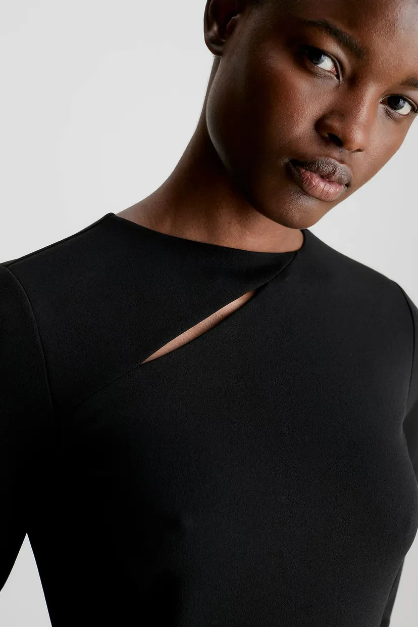 Женское черное платье SCUBA CREPE HALF SLEEVE DRESS 3