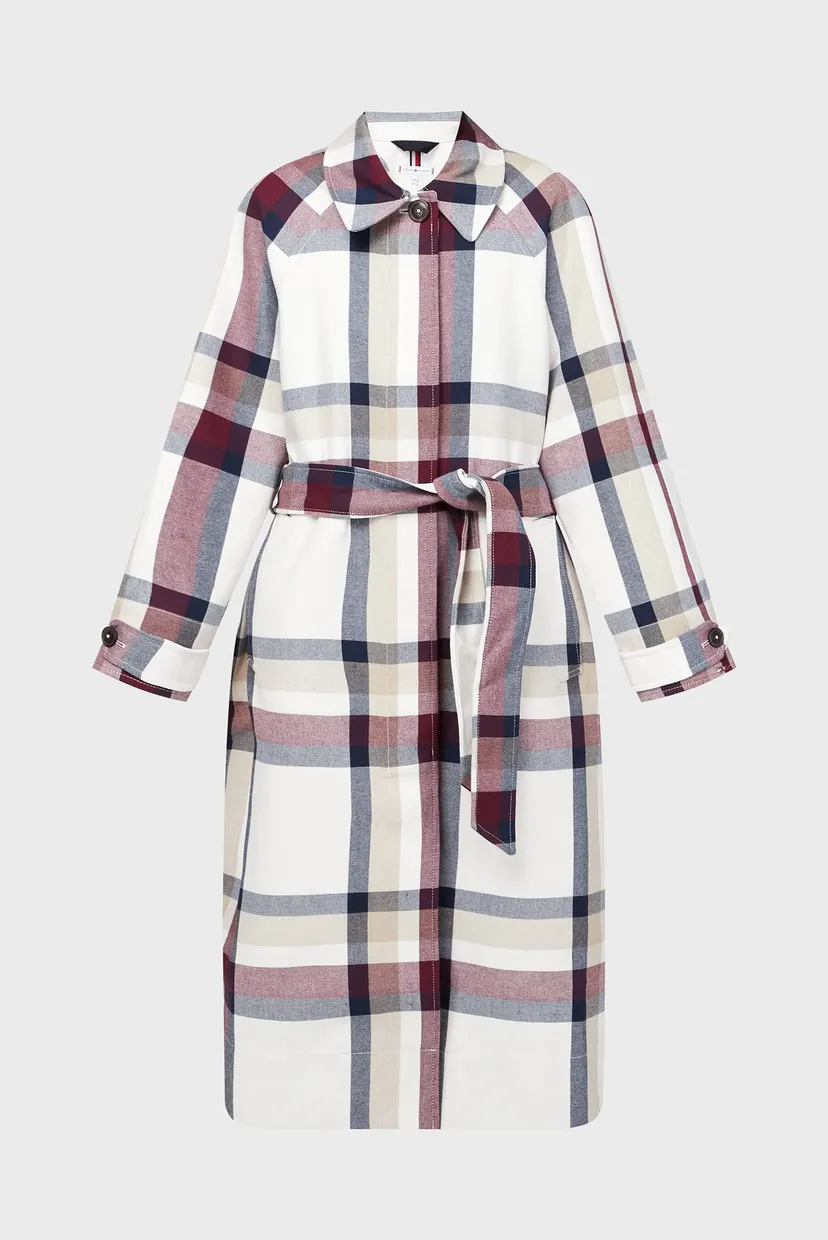 Женское пальто в клетку COTTON BLEND CHECK MAC 7