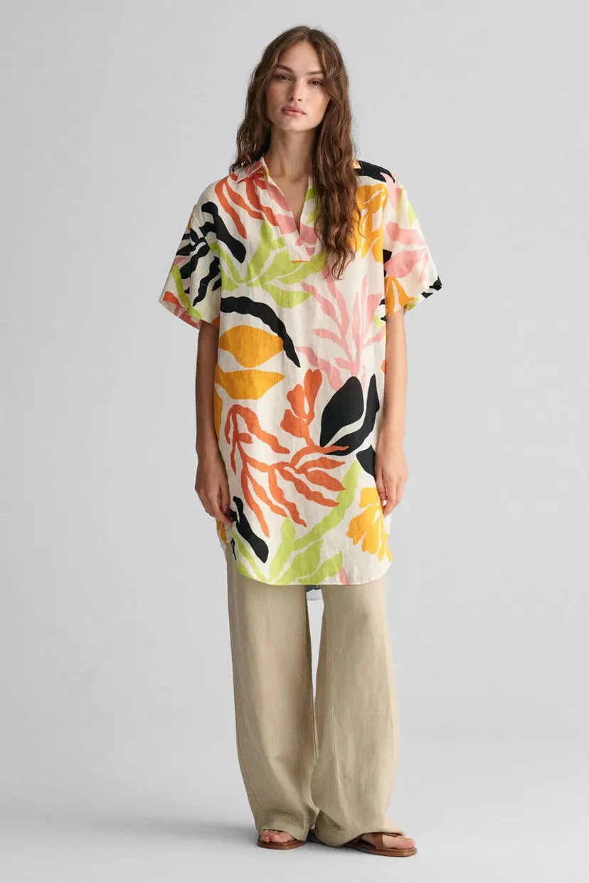 Женское льняное платье с узором REL PALM PRINT SS LINEN CAFTAN 3