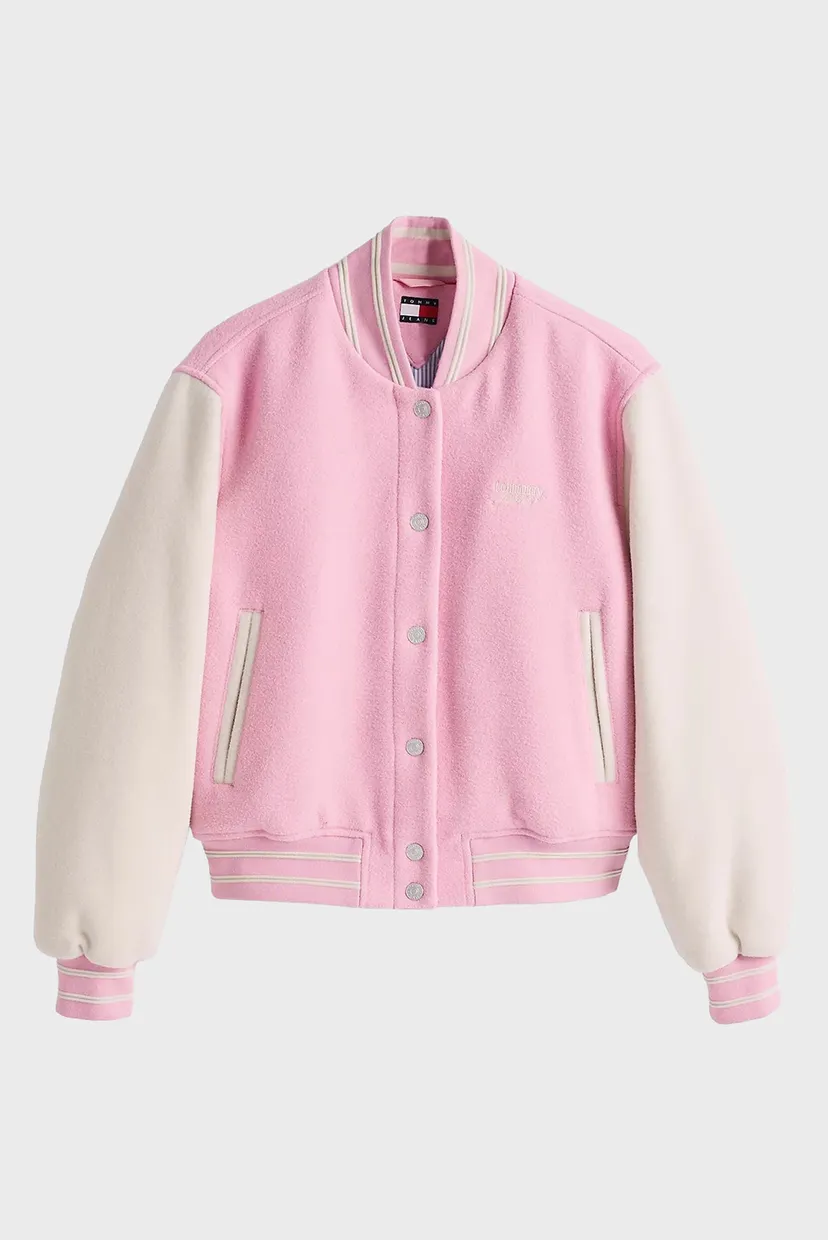Жіночий рожевий бомбер TJW WOOL VARSITY JACKET EXT 5