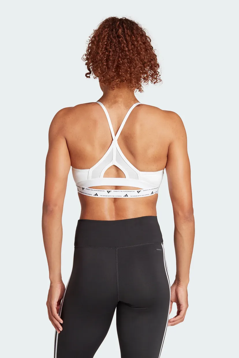 Жіночий білий топ Aeroreact Training Light-Support 3-Stripes 3