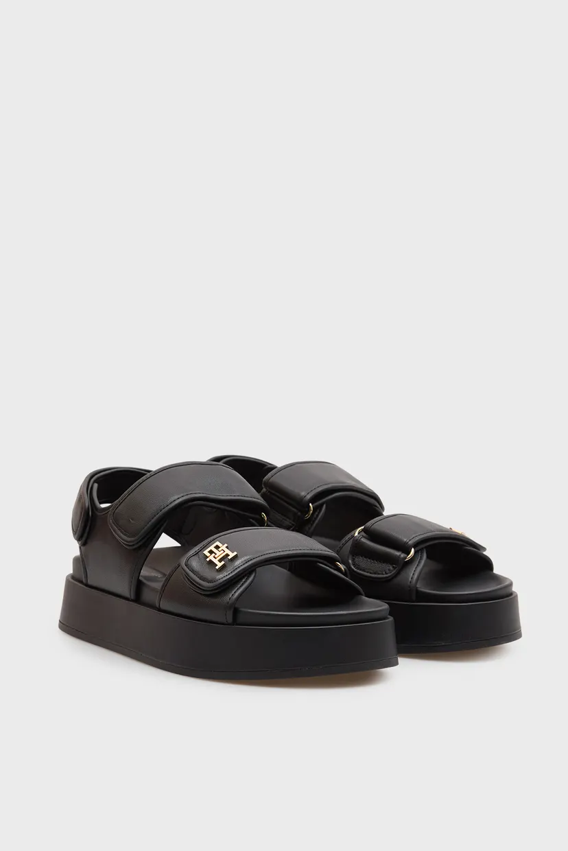Женские черные кожаные сандалии SPORTY PLATFORM 3