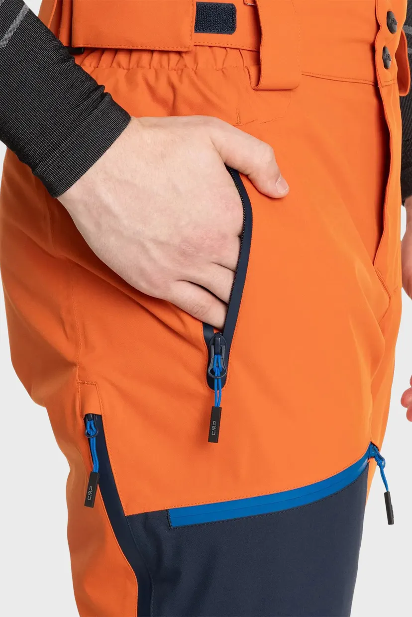 Мужские оранжевые лыжные брюки FREE RIDE TWILL 3