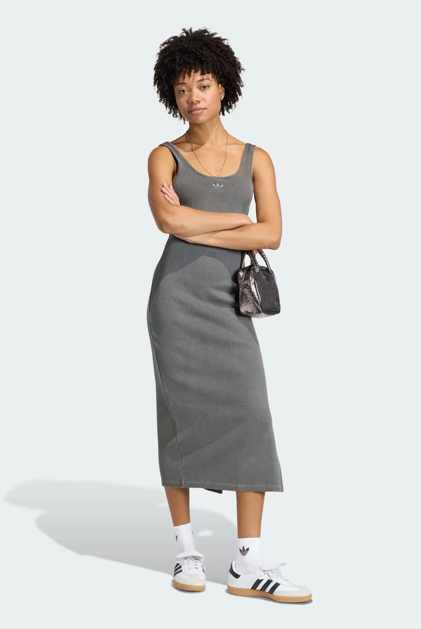Женское темно-серое платье ESSENTIALS RIB TANK MAXI WASHED 4