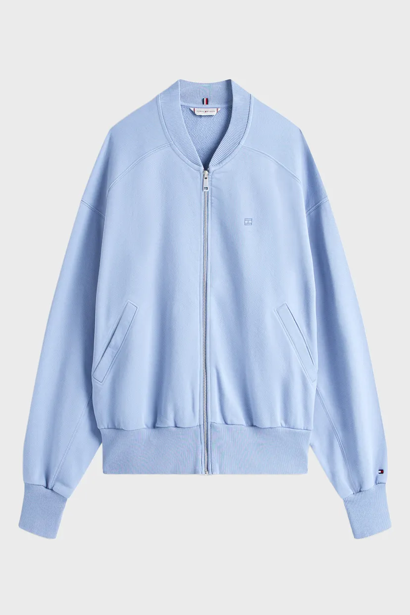 Женский голубой бомбер TONAL FLAG TERRY ZIP-UP 4