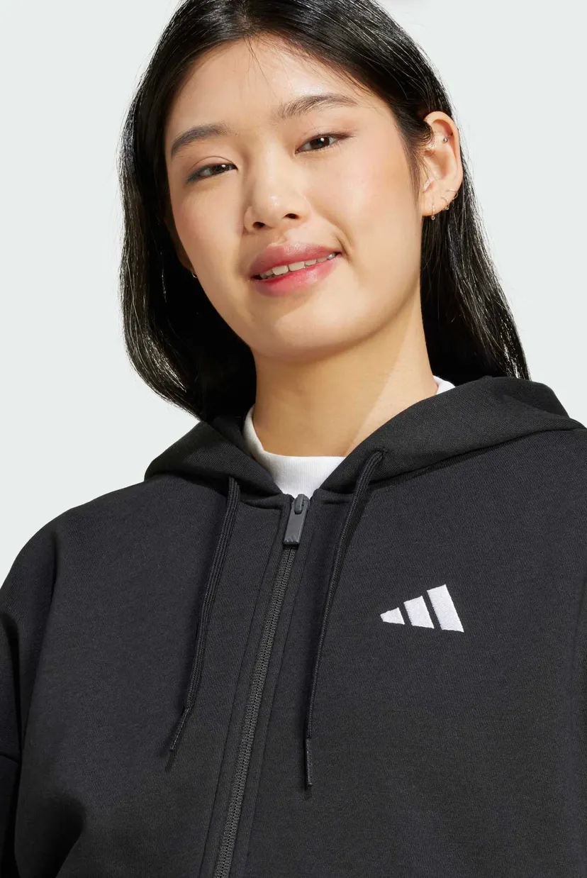 Жіноче чорне худі Essentials 3-Stripes Full-Zip Fleece 4