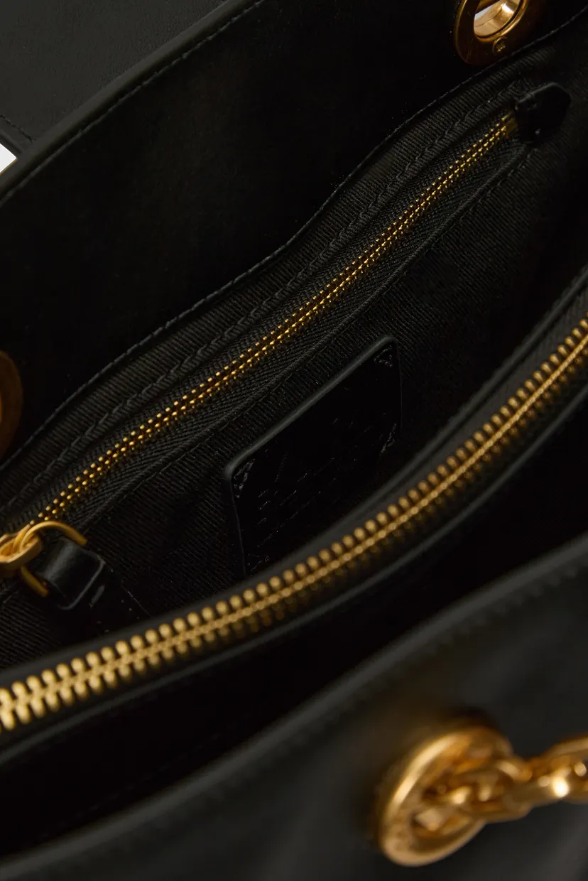 Жіноча чорна шкіряна сумка k signature fan lg tote 5
