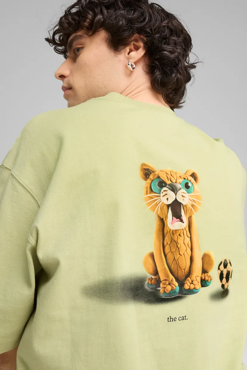 Мужская оливковая футболка GRAPHICS The PUMA Cat Tee Men 5