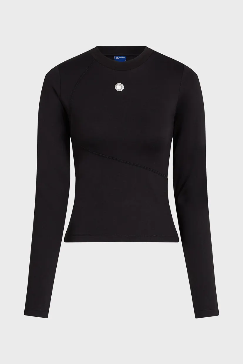 Жіночий чорний лонгслів klj lslv fitted eyelet 5