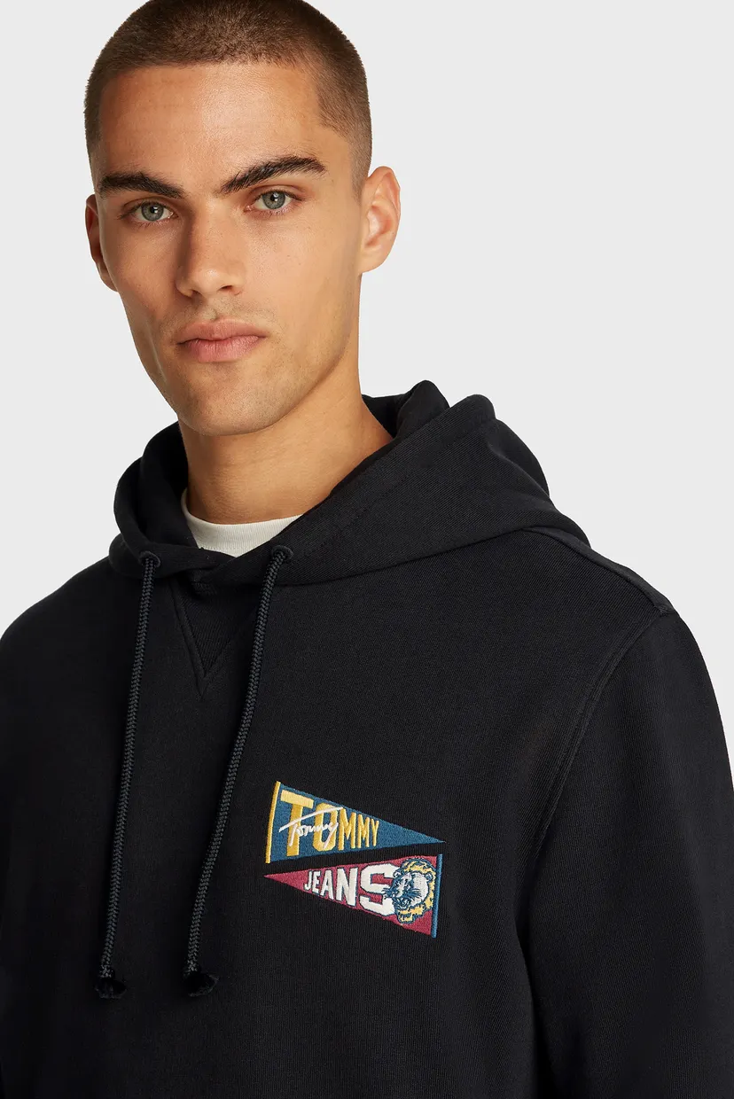 Чоловіче чорне худі TJM REG UNI FLAG TIGER HOODIE 4