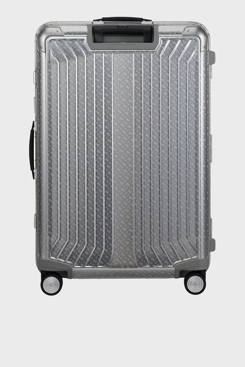 Серебристый чемодан с узором 76 см LITE-BOX ALU 3