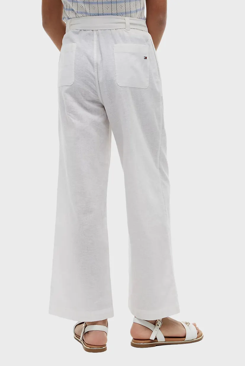 Дитячі білі лляні брюки PLEATED BELT 3