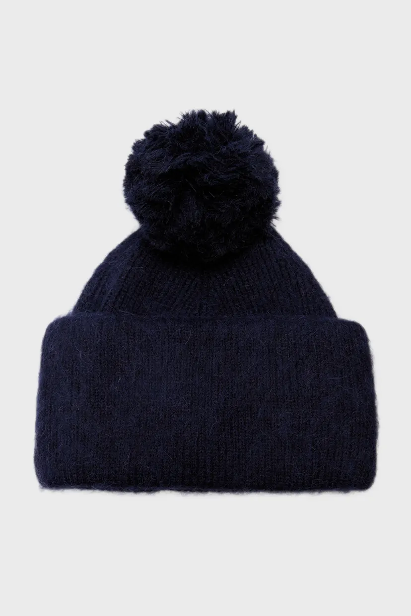 Жіноча темно-синя шапка TH EVENING POMPOM BEANIE 3