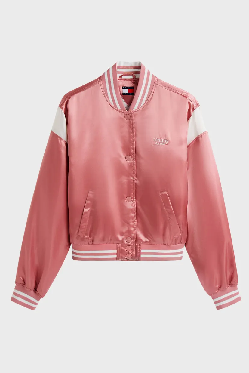 Женский розовый бомбер TJW SCRIPT VARSITY JACKET 5