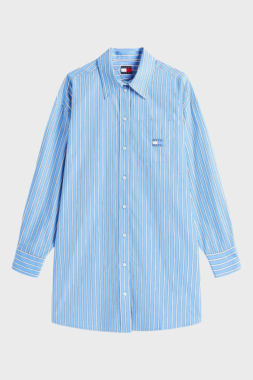 Женское голубое платье в полоску MINI SHIRT 5