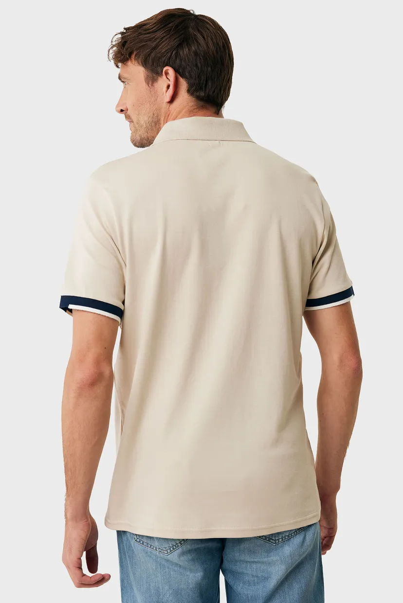 Мужское бежевое поло Tipping polo regular fit 3