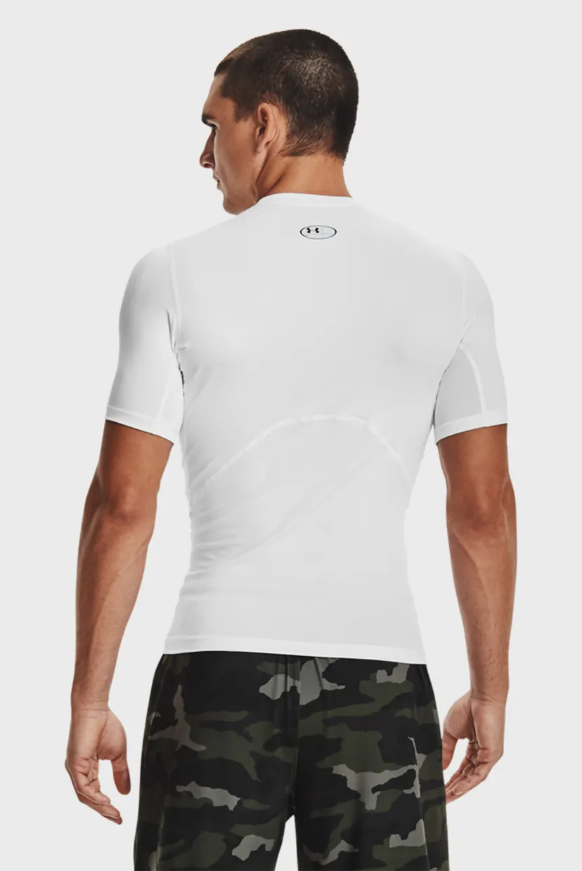Мужская белая футболка UA HG Armour Comp SS-WHT 3