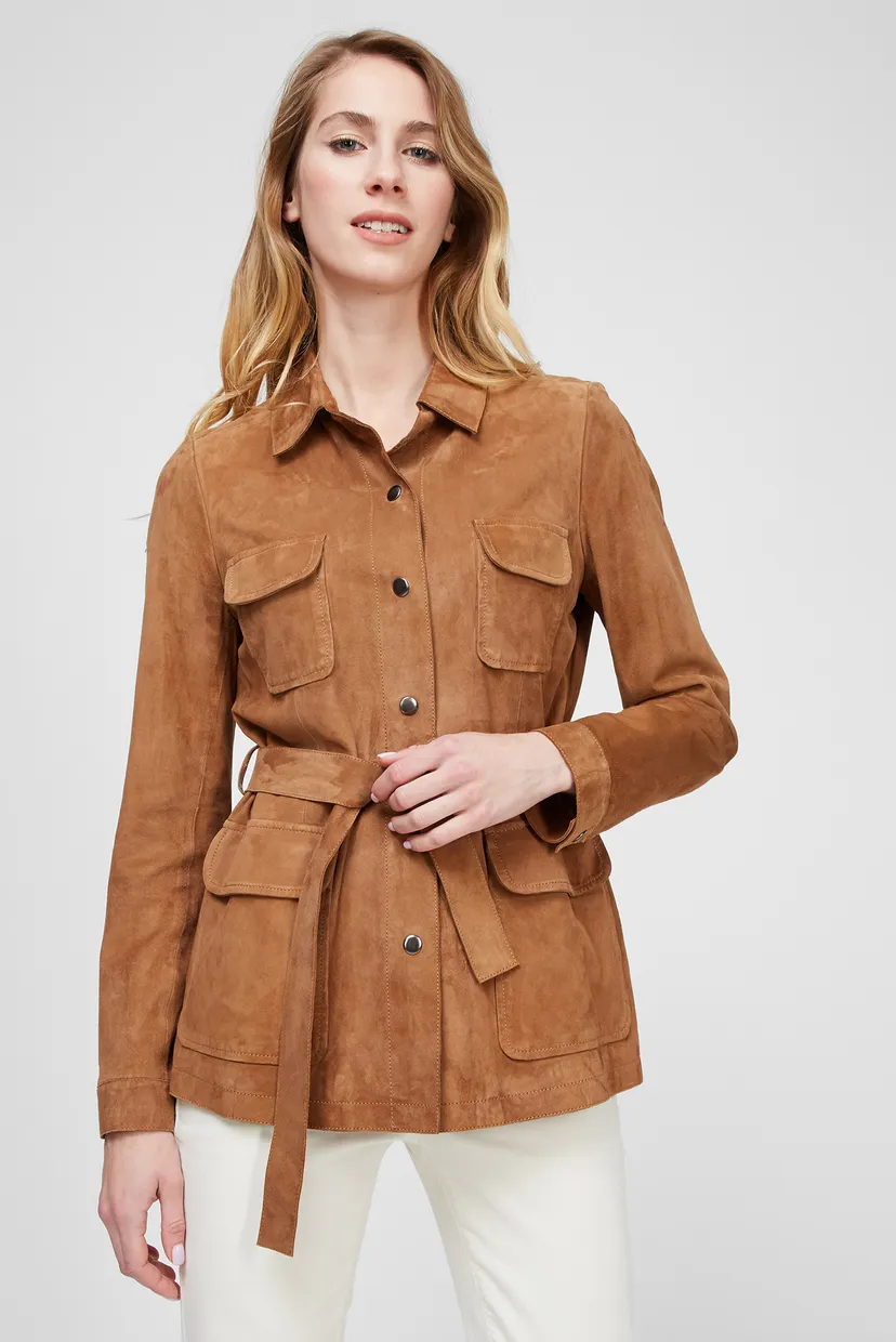 Женская коричневая замшевая куртка Caroll VG004 — MD-Fashion