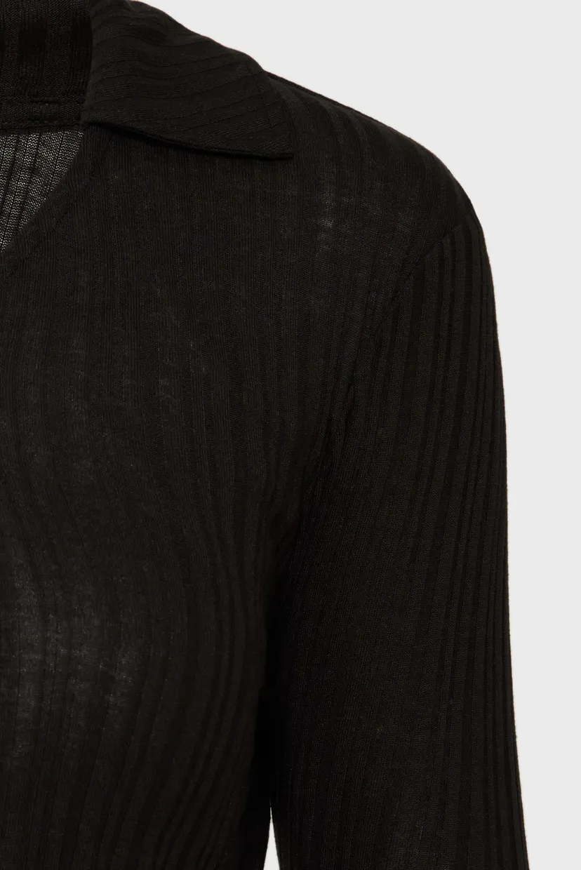 Женское черное платье SEMI SHEER RIB LONG DRESS 5